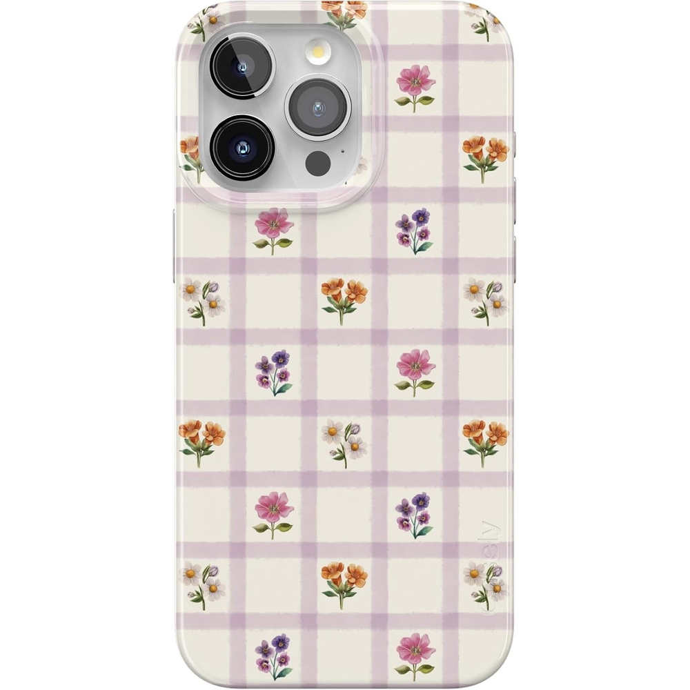 image:imageCasely iPhone 15 Pro Max Case Meadow Check Floral Gingham Compatible with MagSafe Classic Ultra Thin Design