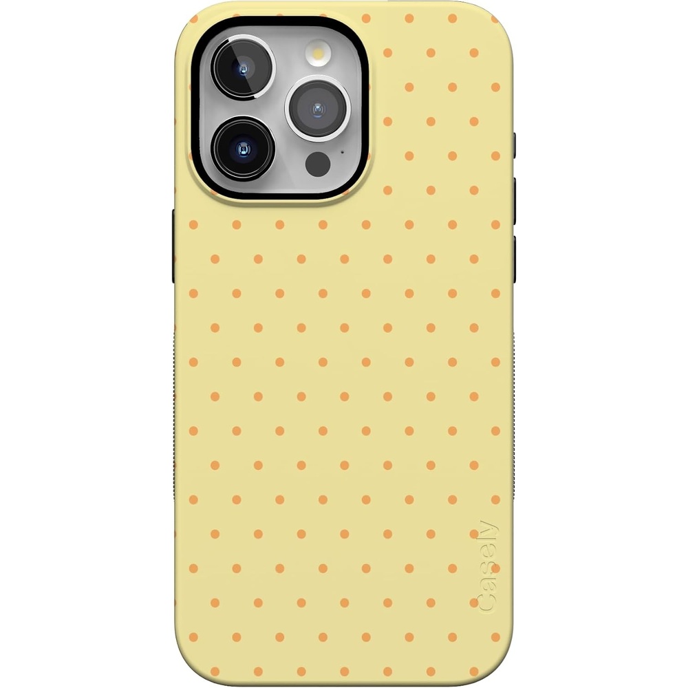 image:imageCasely iPhone 15 Pro Max Case On the Dot Yellow Polka Dot Bold Protective Design Compatible with MagSafe