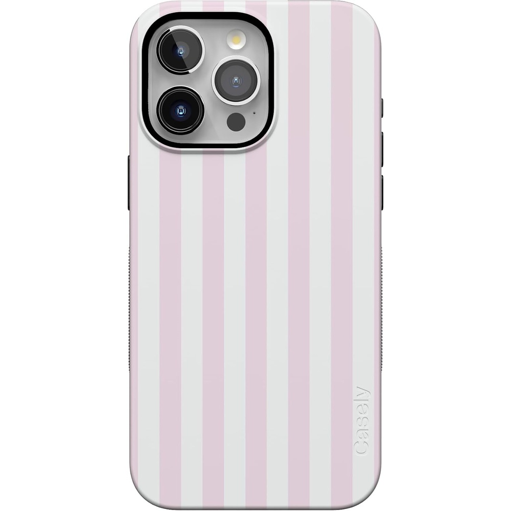 image:imageCasely iPhone 15 Pro Max Case Pink Stripes Sunday Best Bold Protective Design Compatible with MagSafe