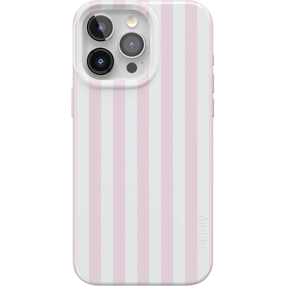 image:imageCasely iPhone 15 Pro Max Case Pink Stripes Sunday Best Compatible with MagSafe Classic Ultra Thin Design
