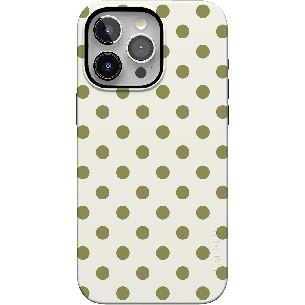 image:imageCasely iPhone 15 Pro Max Case Spotted in SoHo Green Polka Dot Bold Protective Design Compatible with MagSafe