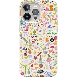 Casely iPhone 15 Pro Max Case | Clear Skies | Clear Shimmer | Compatible with MagSafe | Classic Ultra Slim Design(All the Fun Things | Fun on Weekdays)