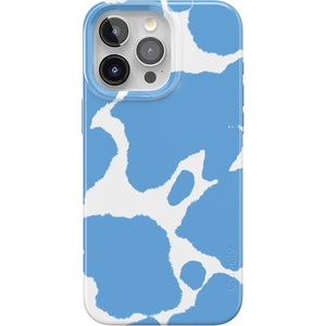 Casely iPhone 15 Pro Max Case | Clear Skies | Clear Shimmer | Compatible with MagSafe | Classic Ultra Slim Design(Current MOOd | Light Blue Cow Print)