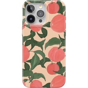 Casely iPhone 15 Pro Max Case | Clear Skies | Clear Shimmer | Compatible with MagSafe | Classic Ultra Slim Design(Feeling Peachy | Blush Vines)