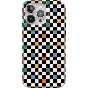 Casely iPhone 15 Pro Max Case | Clear Skies | Clear Shimmer | Compatible with MagSafe | Classic Ultra Slim Design(Old Skool | Retro Checkerboard)