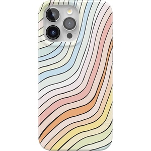 Casely iPhone 15 Pro Max Case | Clear Skies | Clear Shimmer | Compatible with MagSafe | Classic Ultra Slim Design(Ride The Wave | Pastel Rainbow Lined)