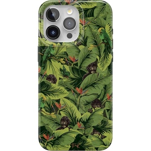 Casely iPhone 15 Pro Max Case | Clear Skies | Clear Shimmer | Compatible with MagSafe | Classic Ultra Slim Design(Sneaky Monkeys | Frida Kahlo Jungle Floral)