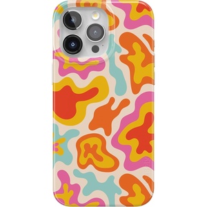 Casely iPhone 15 Pro Max Case | Clear Skies | Clear Shimmer | Compatible with MagSafe | Classic Ultra Slim Design(Tropical Color Splash | Abstract Retro)