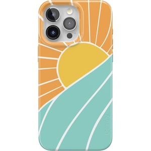 Casely iPhone 15 Pro Max Case | Clear Skies | Clear Shimmer | Compatible with MagSafe | Classic Ultra Slim Design(Waves & Rays | Sunshine)